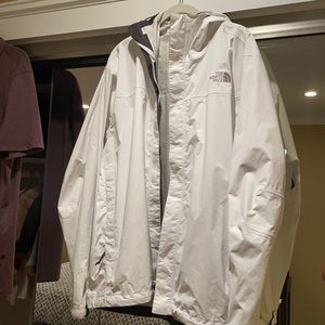 The North Face light weight white rain jacket.